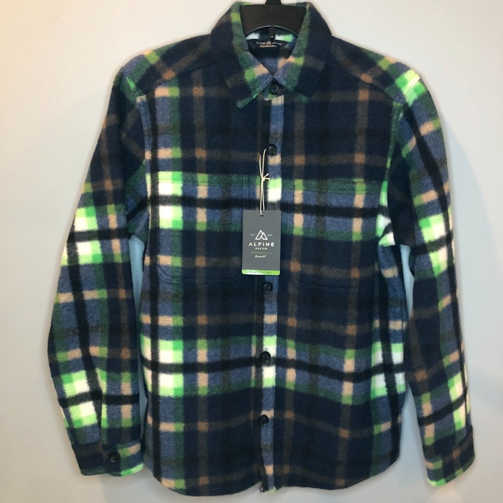 Alpine Design Shacket Shirt Jacket Mens Small Navy Glacial Plaid Button Up